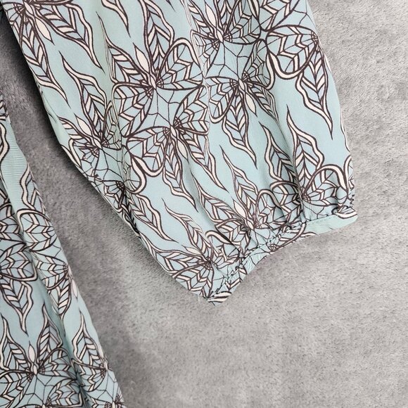 Women's Ya Los Angeles Boho Blue & Brown Floral Print Dress 3/4 Sleeves Size M - Picture 5 of 12